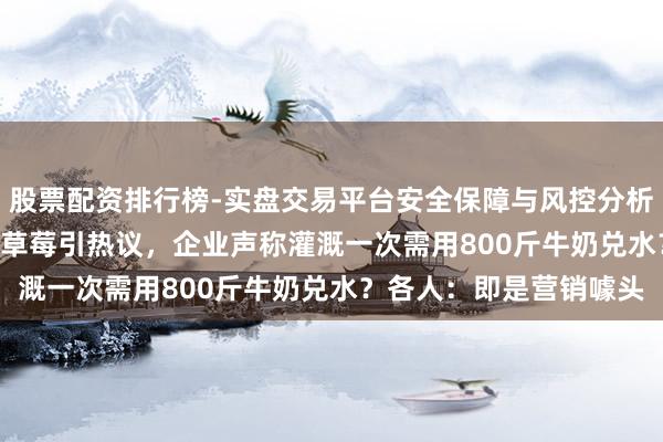 股票配资排行榜-实盘交易平台安全保障与风控分析 360元一斤的“天价”草莓引热议，企业声称灌溉一次需用800斤牛奶兑水？各人：即是营销噱头